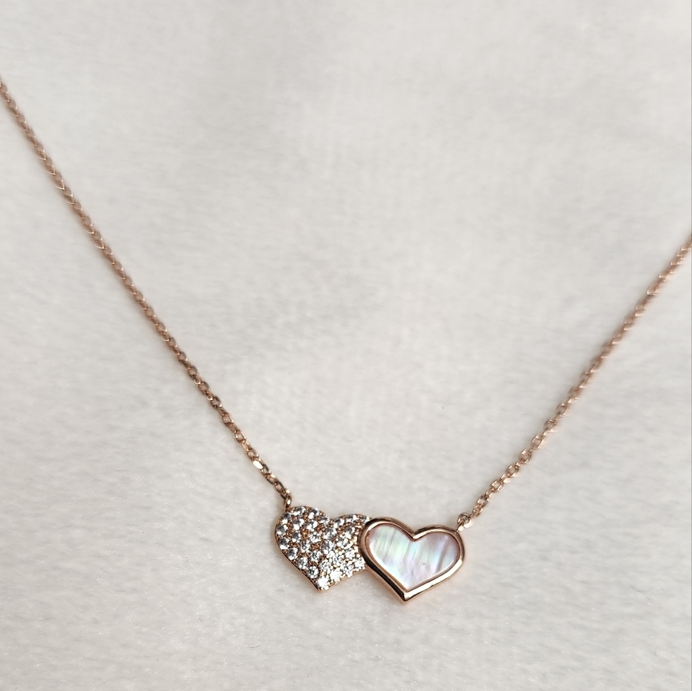 Two Hearts Rose Gold Necklace